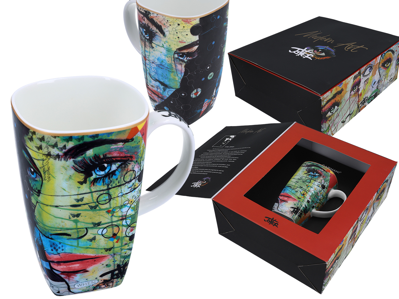 Kubek Loui Jover CARMANI, porcelana i grafika