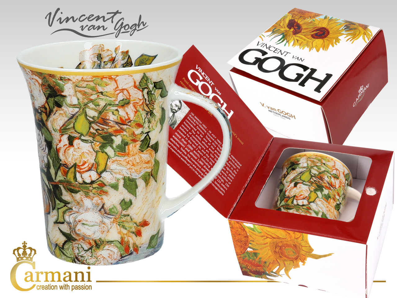 Kubek Van Gogh Roses CARMANI, porcelana, prezent