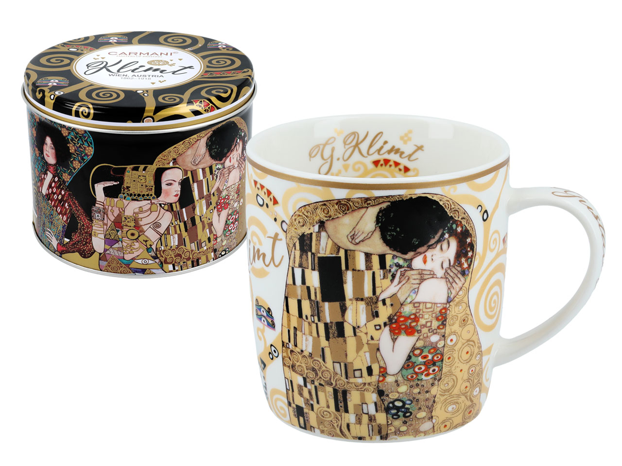 Porcelanowy kubek w puszce Klimt Pocałunek